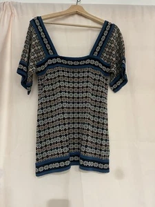 Womens Marc by Marc Jacobs Distressed Cotton Rayon Blend Multicolor Top Blusa L - Picture 1 of 6