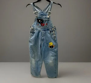 Looney Tunes Tweety Bird Denim Overalls Girl's Size 8 - Picture 1 of 8