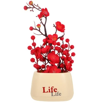  Fake Bonsai Tree Artificial Plum Blossom Fruits for Decoration Lifelike - Image 1 of 3