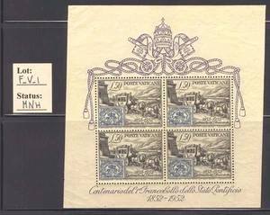 F_V_1 - FOGLIETTI VATICANO.1952 "CENTENARIO FRANCOBOLLI STATO PONTIFICIO". MNH - Picture 1 of 1