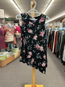 New Keren Hart ladies M black with floral design tank - Picture 1 of 6