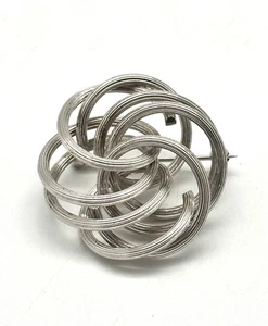 Broche prendedor círculo brutalista de plata esterlina vintage marcado de ley - Imagen 1 de 8