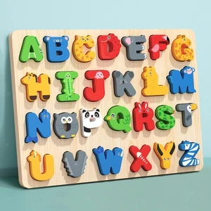 Wooden Animal Alphabet Puzzle Sorting Blocks Board for Airplane Train Home - Picture 1 of 5