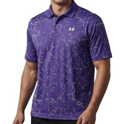 Under Armour Men's UA Playoff 2.0 Golf Polo Sz 3XL Shirt Purple Yellow - Image 1 of 4