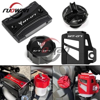 Front Rear Brake Fluid Reservoir Cover Engine Oil Cap For Yamaha MT-07 FZ07 2023 - Image 1 of 4