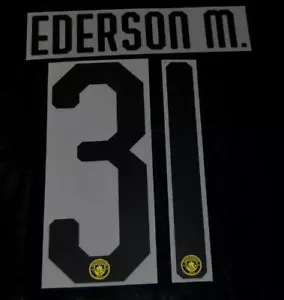 Official Manchester City Ederson 31 19/20 UCL Cup Football Name/Number badge - Picture 1 of 1