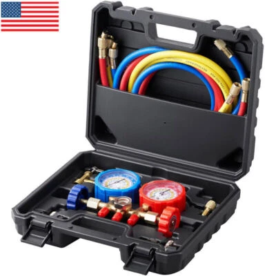 AC Manifold Gauge Set R134A R22 R12 R502 Refrigeration Refrigerator Hose Case - Image 1 of 4