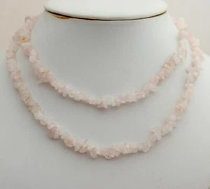 Natural Quarzo Rosa Collar Piedras Preciosas Rosa Interminable 90CM - Imagen 1 de 2
