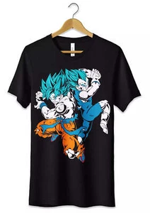 T-Shirt Goku e Vegeta Super Sayan Blu Maglietta Dragon Ball Tshirt Anime Unisex - Picture 1 of 3