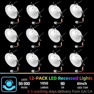 12 Pack 6 Inch Commercial Canless LED Downlight,Dimmable Recessed Ceiling Lights - Picture 1 of 19