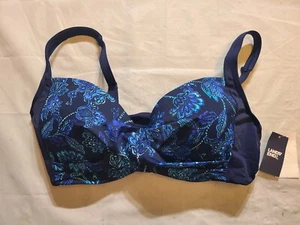 Lands' End Women's UPF 50 Flora lPrint Underwire Twist Front Bikini Top Blue 10 - Picture 1 of 5