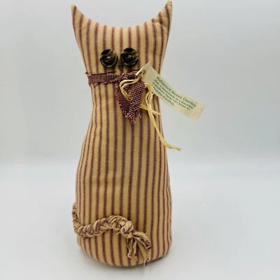 Folk Art Primitive Dwelling Calico Cat Mouser Doorstop Cottagecore Country 13"T - Image 1 of 4