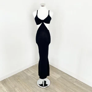 Babyboo Elianna Maxi Dress Womens XS Black Sleeveless Bodycon Knit Cut Out New - Picture 1 of 12
