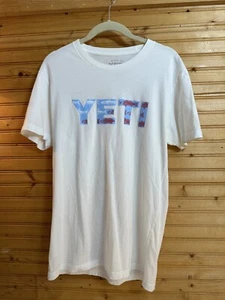 Yeti T-Shirt S White Built For The Wild Fish Trout Camp Hunt Cooler Outdoor - Picture 1 of 7