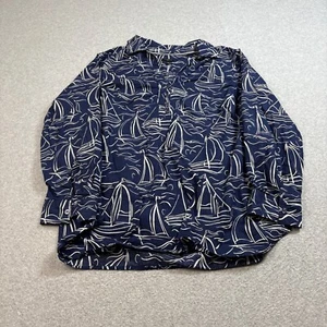 Talbots Shirt Woman 2XL Blue Sailboat Ocean Button Nautical Heritage Cruise - Picture 1 of 8