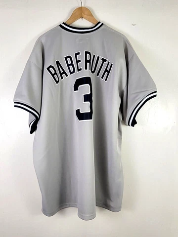 Babe Ruth NY Yankees #3 Mitchell & Ness White Solid Gray Size S Jersey MLB Au Cover
