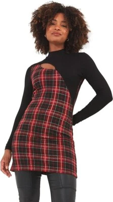 Joe Browns Mini Dress Women's Slash Front Devore Tunic Tartan Multicoloured 6 UK - Image 1 of 4
