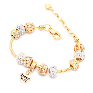 Fashion Gold Plated Heart Clear CZ Charm Bracelet Made with Element