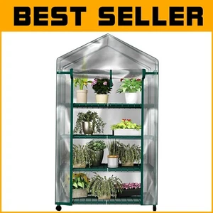 Indoor/Outdoor Greenhouse: 4 Tiers, Lockable Wheels & Zippered Door - 27x19 - Picture 1 of 12