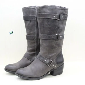 Nurture Dorado Women's Gray Leather Triple Harness Moto Boots Size US 7 M - Picture 1 of 11