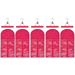 5er Pack Satin Perückenbeutel mit Holzbügel Haarteil Pferdeschwanz Perücke Satin Tragetasche - Bild 1 von 12