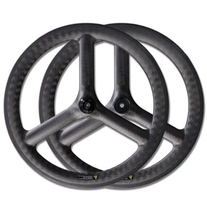 24 Inch 507 3 Spokes Wheels Road Bike Carbon Wheelset Clincher Tubeless 48x25mm - Picture 1 of 12