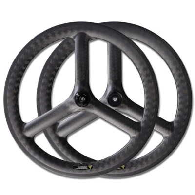 24 Inch 507 3 Spokes Wheels Road Bike Carbon Wheelset Clincher Tubeless 48x25mm - Image 1 of 4