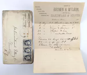 1880s Advertising Cover & Billheads Brown & Wilson Hardware Wagons Cleburne TX - Picture 1 of 6