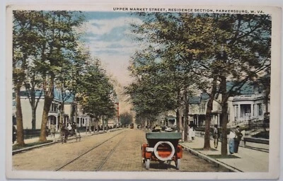 Vintage Upper Market Street Residence Section Parkersburg West Virginia Postcard - Image 1 of 2