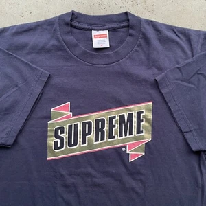 Vintage Supreme Emblem Box Logo T-Shirt Navy Blue Size: Medium USA Made - Picture 1 of 5