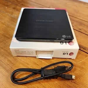 LG External DVD-WRITER Black Ultra-Slim Portable SP60 DVD-RW Mac Windows - Afbeelding 1 van 7