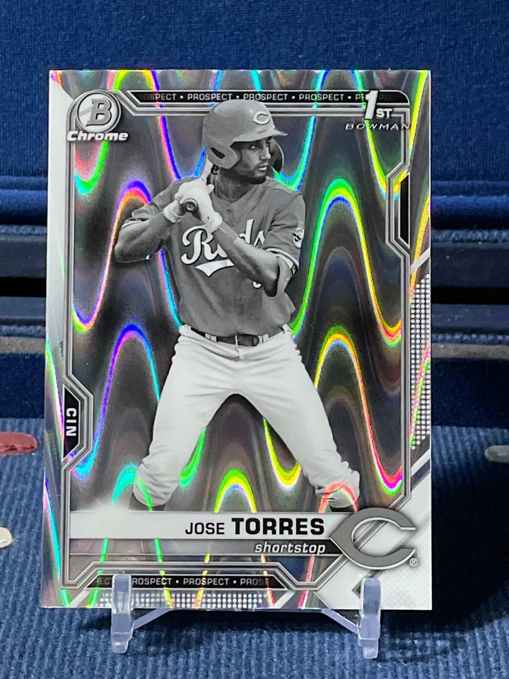 2021 Bowman Draft Chrome JOSE TORRES 1st Black & White Raywave Refractor BDC-125 - Image 1 of 3