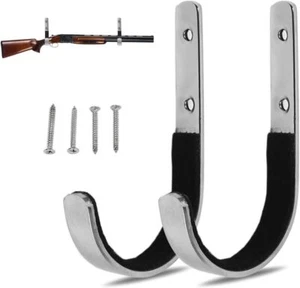 Gun Rack Shotgun Hooks Rifle Hangers Archery Bow Felt Lined Wall Mount Storage - Picture 1 of 12