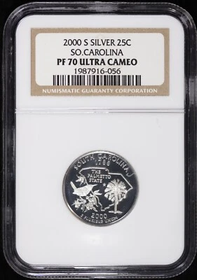 2000-S 25c Silver Proof So. S Carolina SC State Quarter NGC PF 70 Ultra Cameo PR - Image 1 of 4