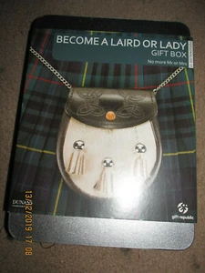 JOKE FAKE PRESENT BECOME A LAIRD OR LADY GIFT BOX OUT OF DATE PRANK GIFT TIN  - Picture 1 of 2