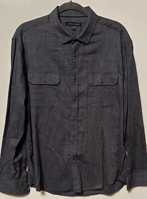 Camisa Vince Camuto Pearl Snap Hombre Grande Denim Look Foto 1 de 3