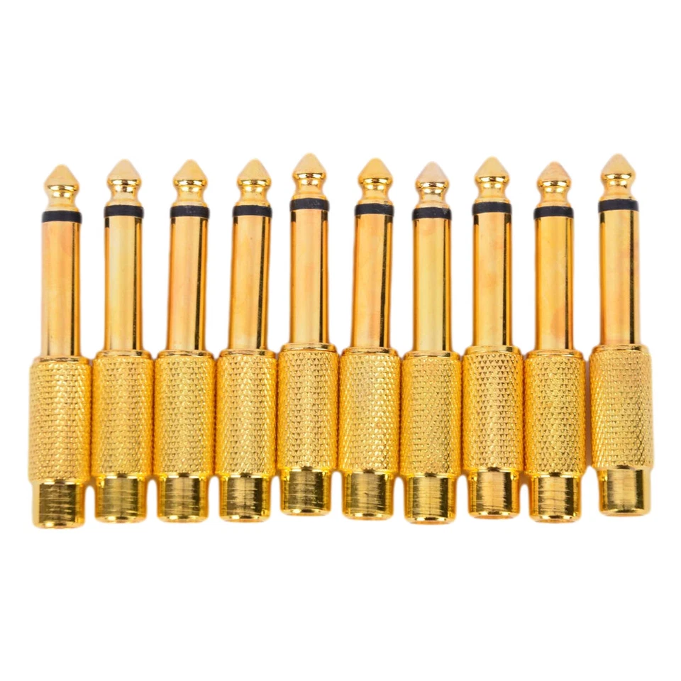 10x 1/4 6.35mm TS Mono Male to RCA Female Audio Adapter Converter Connector US - Image 1 of 4