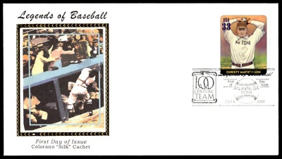 Leyendas del béisbol Christy Mathewson FDC 2000 Colorano Silk Cachet Foto 1 de 2