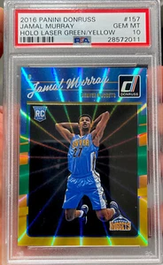 POP 2! 2016-17 Donruss Green Yellow Holo Laser Jamal Murray rookie PSA 10 gem - Picture 1 of 4