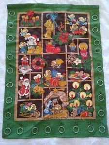 vintage CHRISTMAS ADVENT CALENDAR linen cotton fabric Swedish Santa nativity kid - Picture 1 of 17