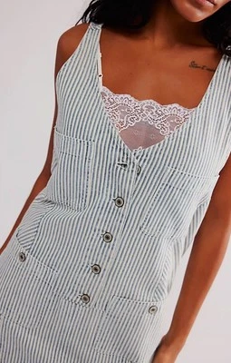 Free People Bendita Midi макси платье джинсовой ткани железной дороги полоски гикери комбо S новый - Изображение 1 из 4