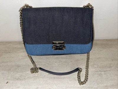 NWT Michael Kors Women's Sloan Denim Blue Chain Strap Shoulder Bag Sz Large 2170 - Image 1 of 4