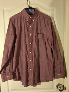 Camisa mediana Chaps elástica de sarga de fácil cuidado roja/blanca con botones para hombre - Imagen 1 de 5