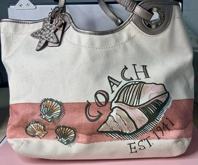 Bolso de Mano Coach Seashell Retirado Pre-amado de Lona. F19273 Foto 1 de 4