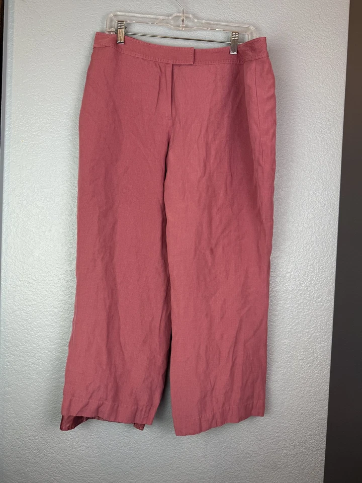 Pantalones Pendleton para mujer 16 Petite rosa seda lino mezcla pierna ancha pantalones de vestir Foto 1 de 4