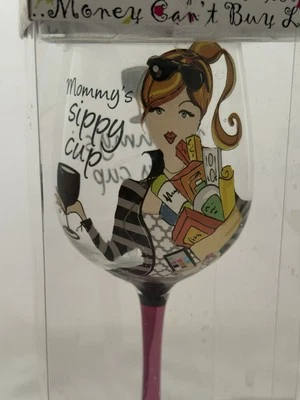 Delish pintado a mano 15 oz. Copa de vino Mommy’s Sippy regalos con actitud Foto 1 de 4