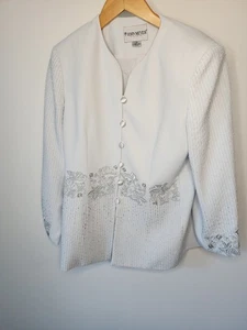 John Meyer of Norwich Vintage Größe 12P hellblau Blumen Perlen verziert Blazer  - Bild 1 von 10