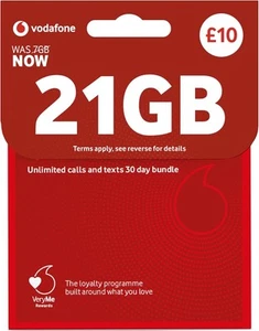 New Latest Vodafone Unlimited Calls, text& Data UK Pay As You Go PAYG SIM Card - Picture 1 of 5