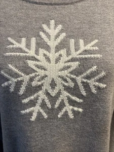 Suéter Talbots Suave Mezcla de Algodón Gris Blanco Tejido Metálico Copo de Nieve Talla Mediana - Imagen 1 de 11