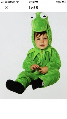 DISNEY STORE KERMIT LA RANA 2 PIEZAS DISFRAZ HALLOWEEN BEBÉ NIÑO PEQUEÑO TALLA 12 MESES Foto 1 de 4